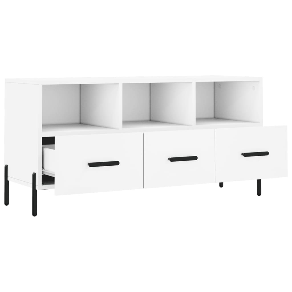 Meuble TV blanc 102x36x50 cm bois d'ingénierie - XIOS