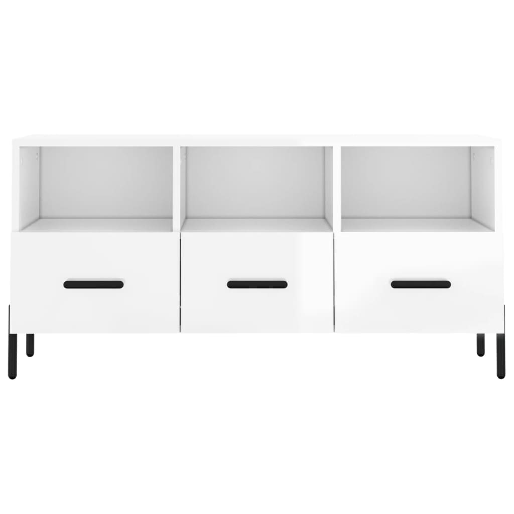Meuble TV Blanc brillant 102x36x50 cm Bois d'ingénierie - XIOS