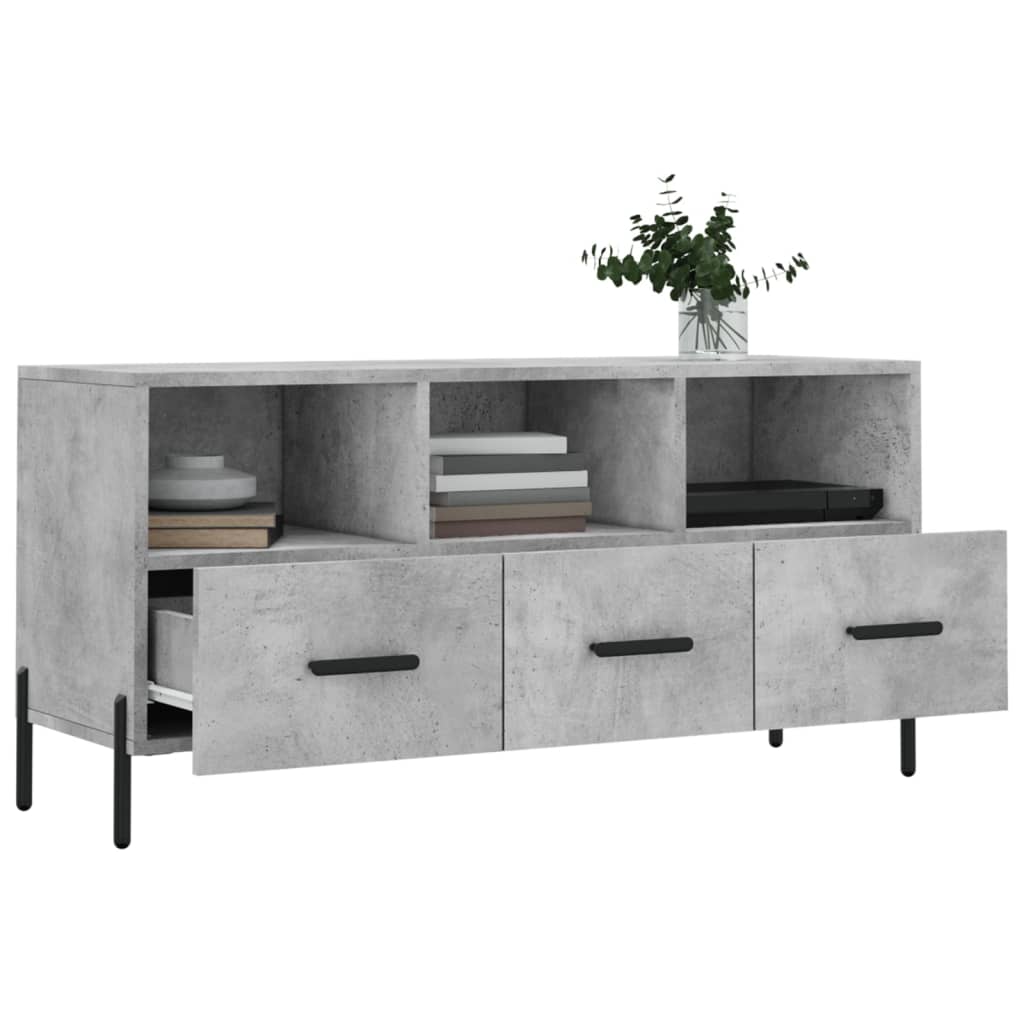 Meuble TV gris béton 102x36x50 cm bois d'ingénierie - XIOS