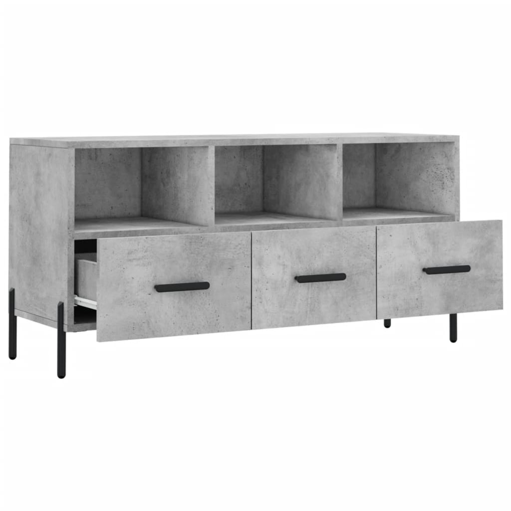 Meuble TV gris béton 102x36x50 cm bois d'ingénierie - XIOS