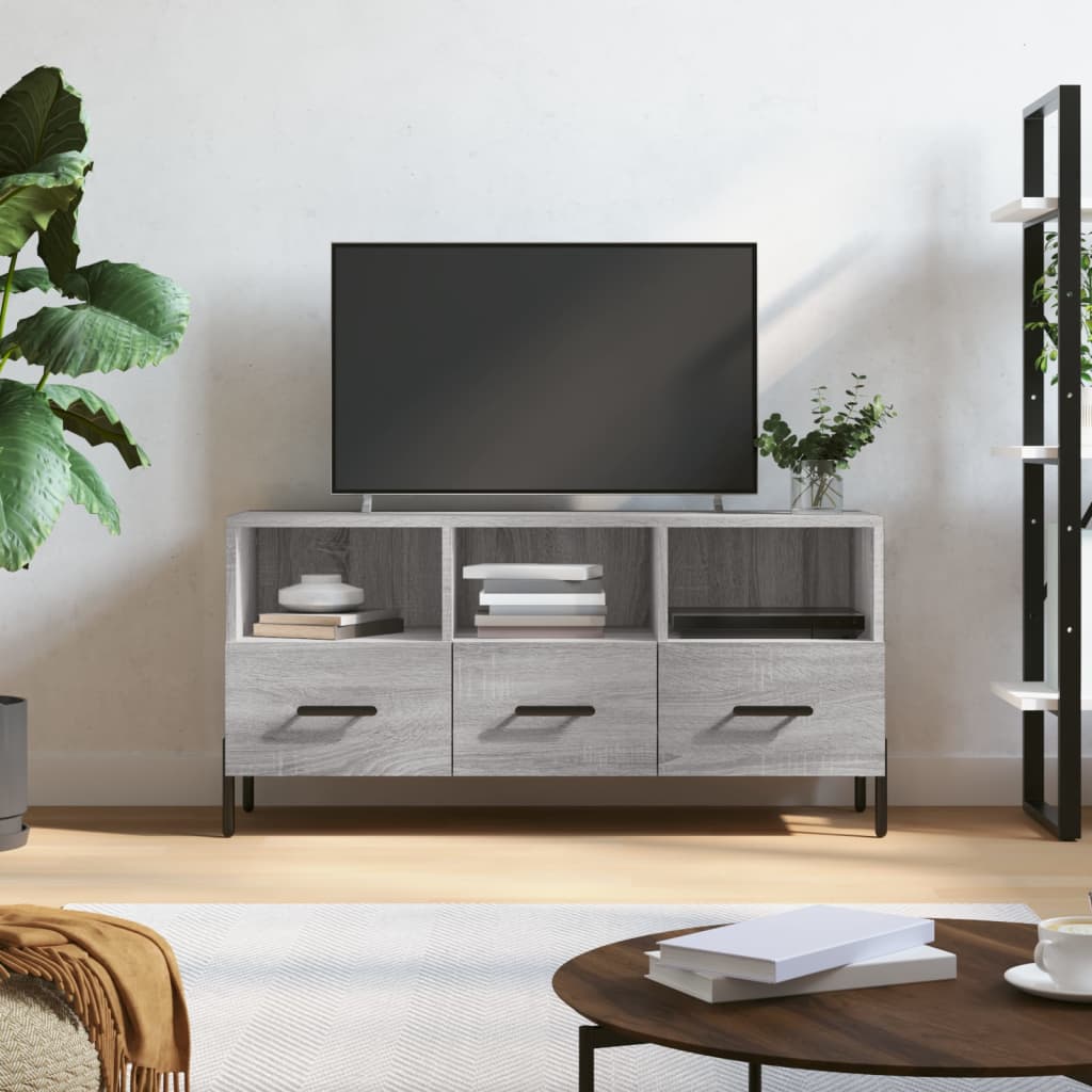 Meuble TV sonoma gris 102x36x50 cm bois d'ingénierie - XIOS