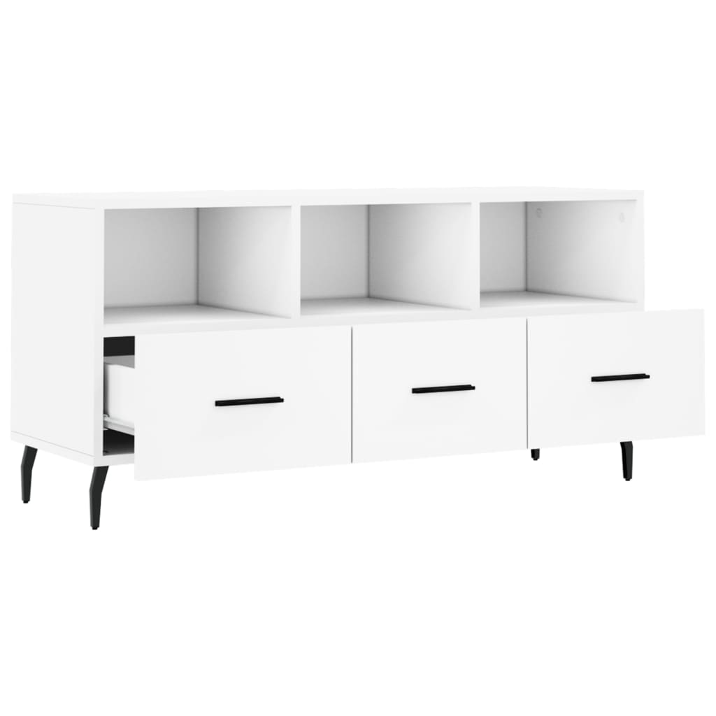 Meuble TV blanc 102x36x50 cm bois d'ingénierie - XIOS