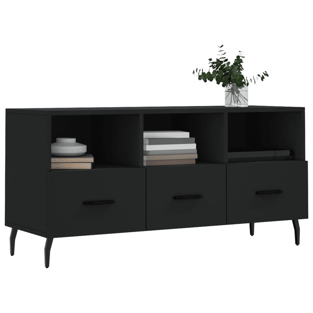 Meuble TV noir 102x36x50 cm bois d'ingénierie - XIOS