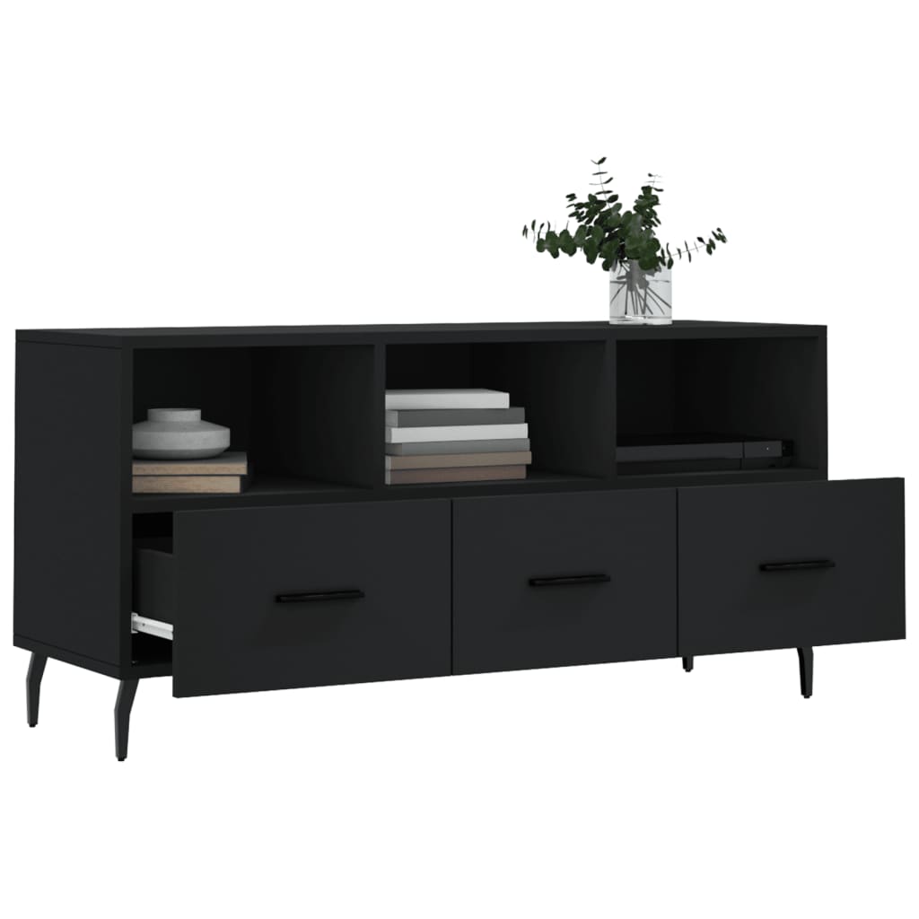 Meuble TV noir 102x36x50 cm bois d'ingénierie - XIOS