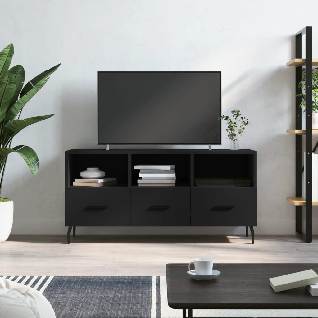 Meuble TV noir 102x36x50 cm bois d'ingénierie - XIOS