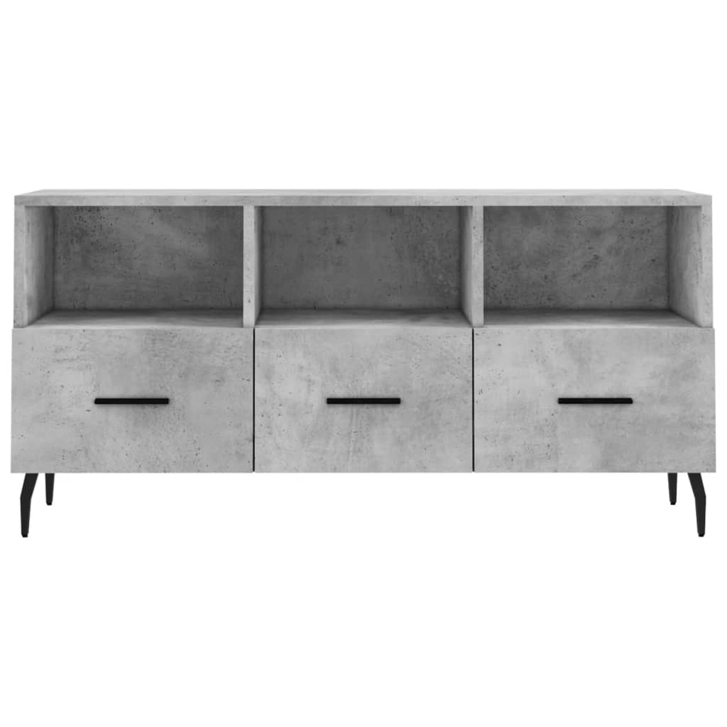 Meuble TV gris béton 102x36x50 cm bois d'ingénierie - XIOS