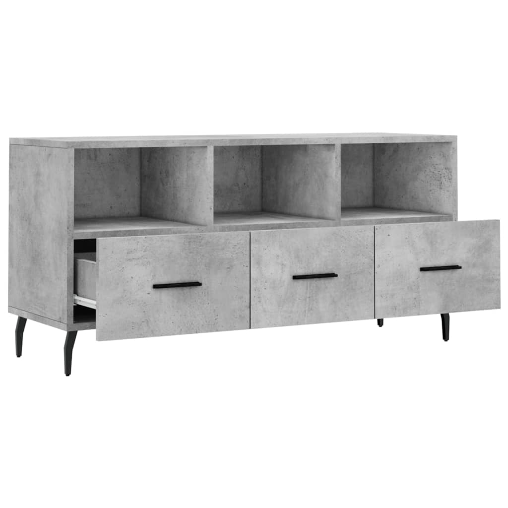 Meuble TV gris béton 102x36x50 cm bois d'ingénierie - XIOS