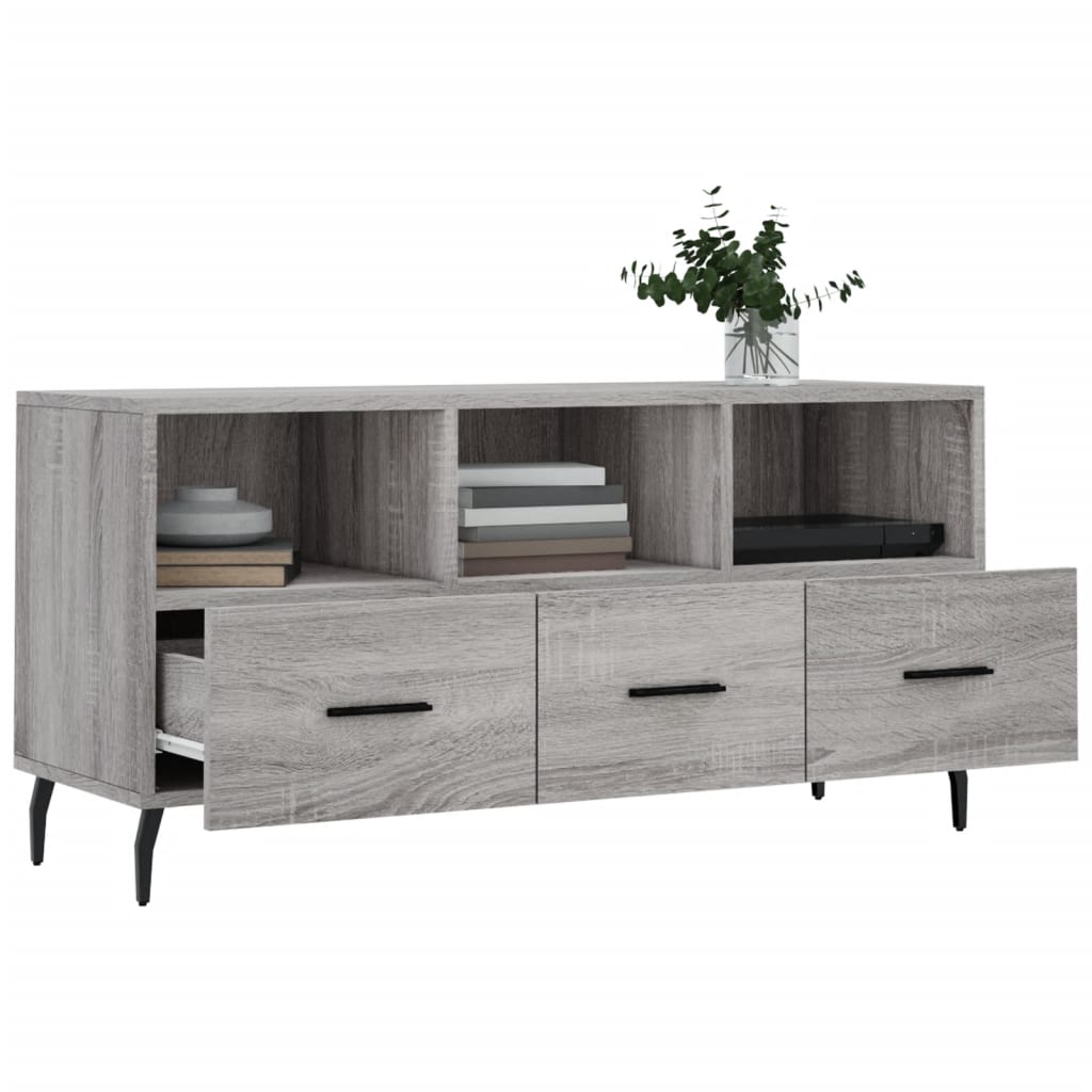 Meuble TV sonoma gris 102x36x50 cm bois d'ingénierie - XIOS