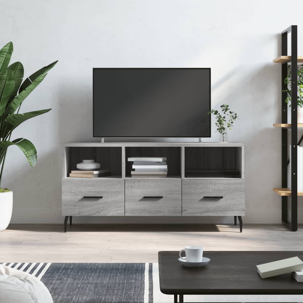 Meuble TV sonoma gris 102x36x50 cm bois d'ingénierie - XIOS