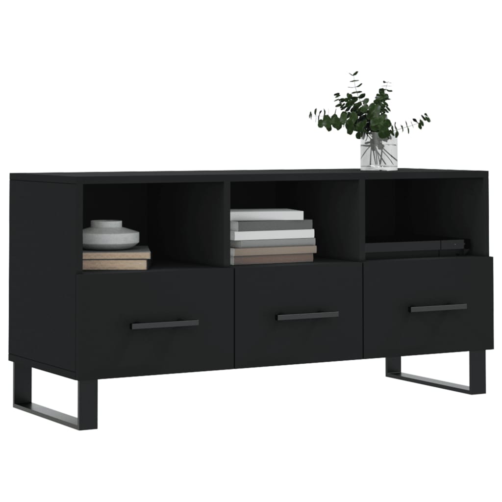 Meuble TV noir 102x36x50 cm bois d'ingénierie - XIOS