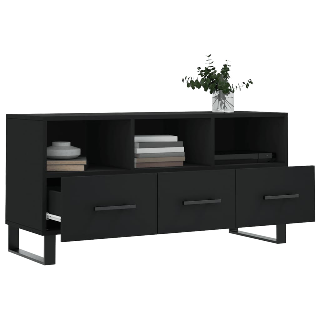 Meuble TV noir 102x36x50 cm bois d'ingénierie - XIOS