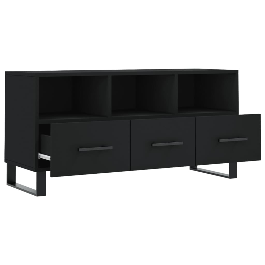 Meuble TV noir 102x36x50 cm bois d'ingénierie - XIOS