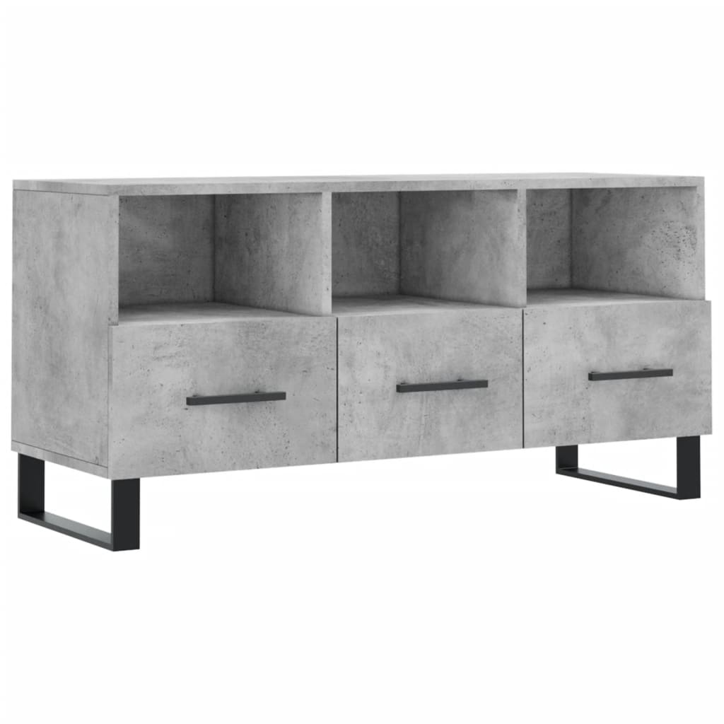 Meuble TV gris béton 102x36x50 cm bois d'ingénierie - XIOS