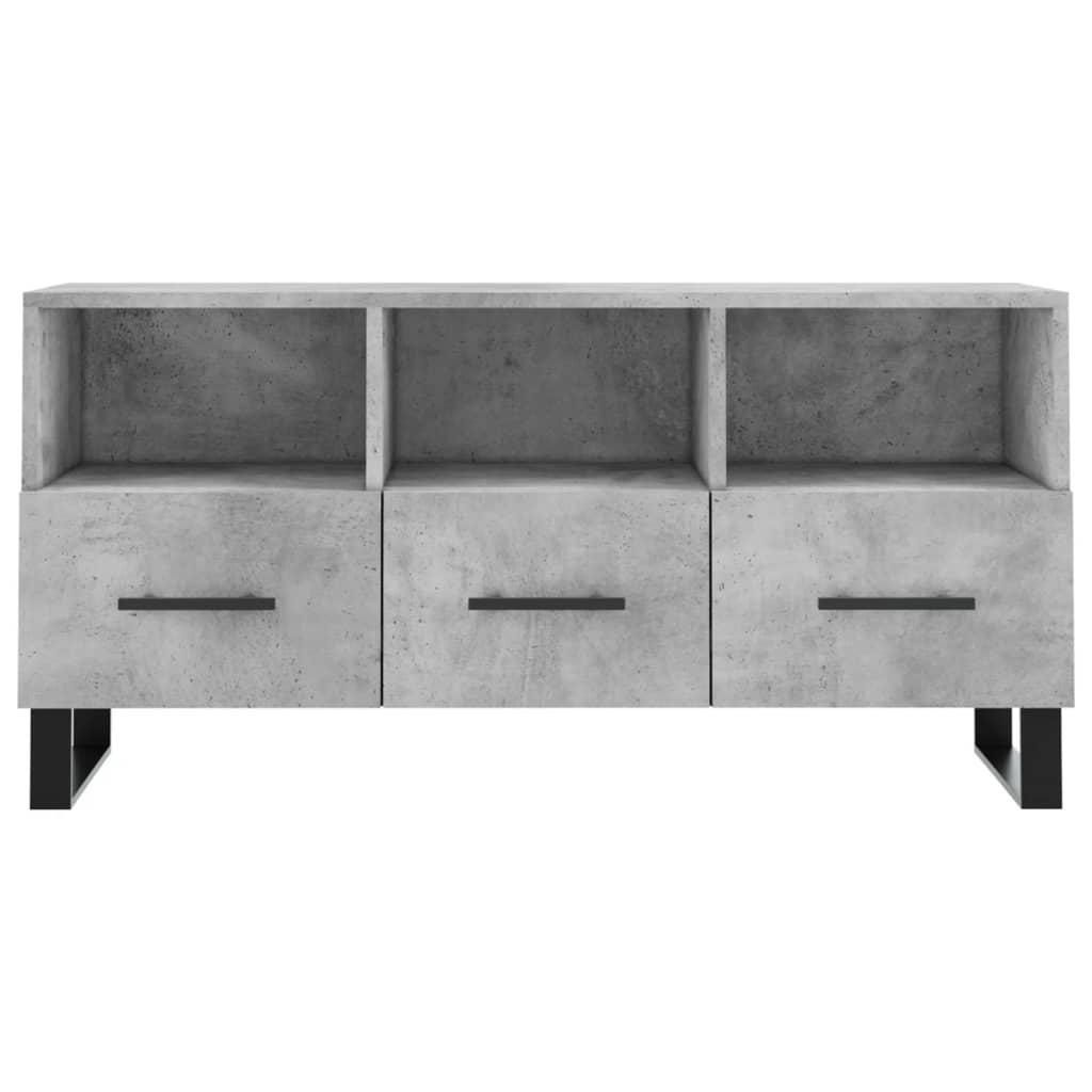 Meuble TV gris béton 102x36x50 cm bois d'ingénierie - XIOS