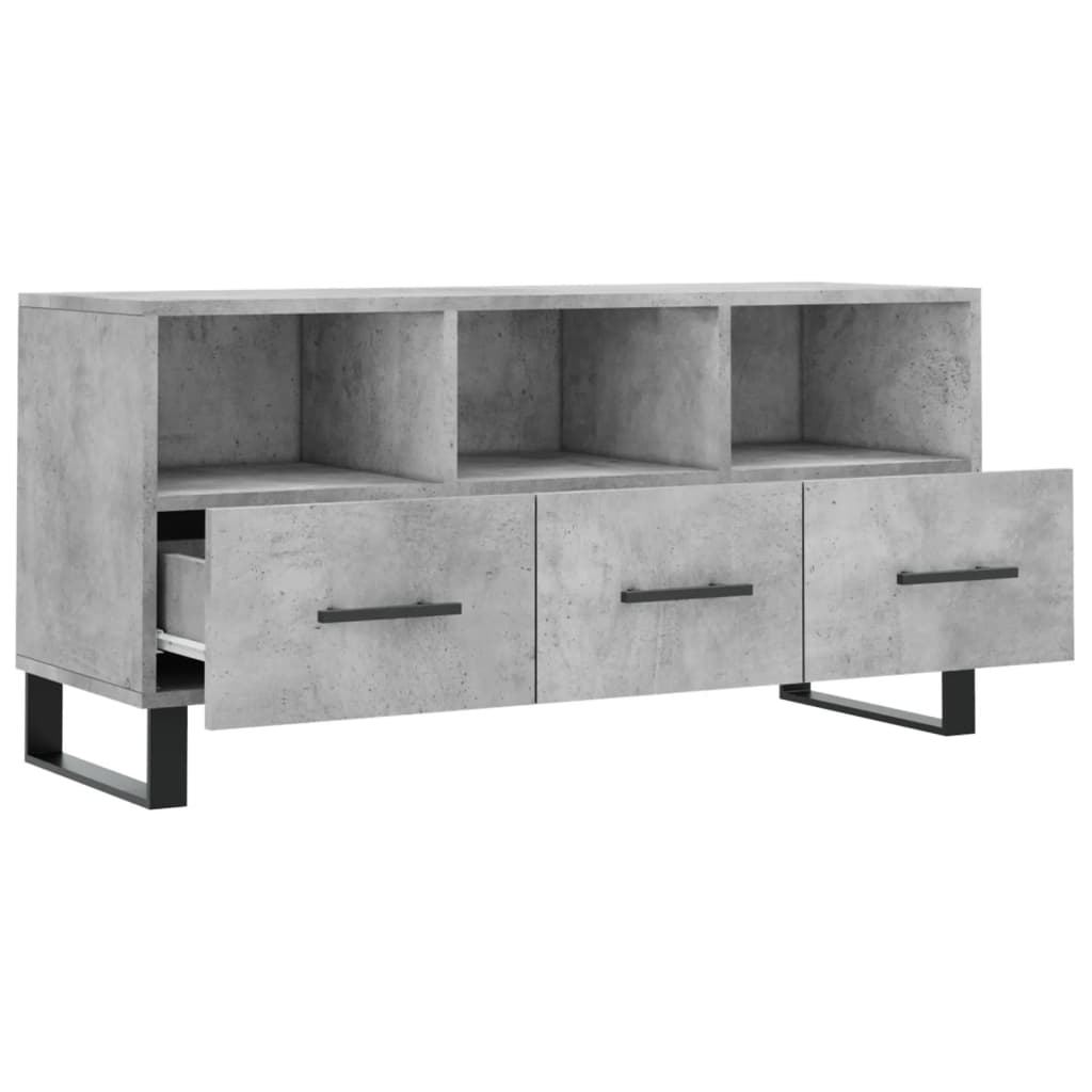 Meuble TV gris béton 102x36x50 cm bois d'ingénierie - XIOS