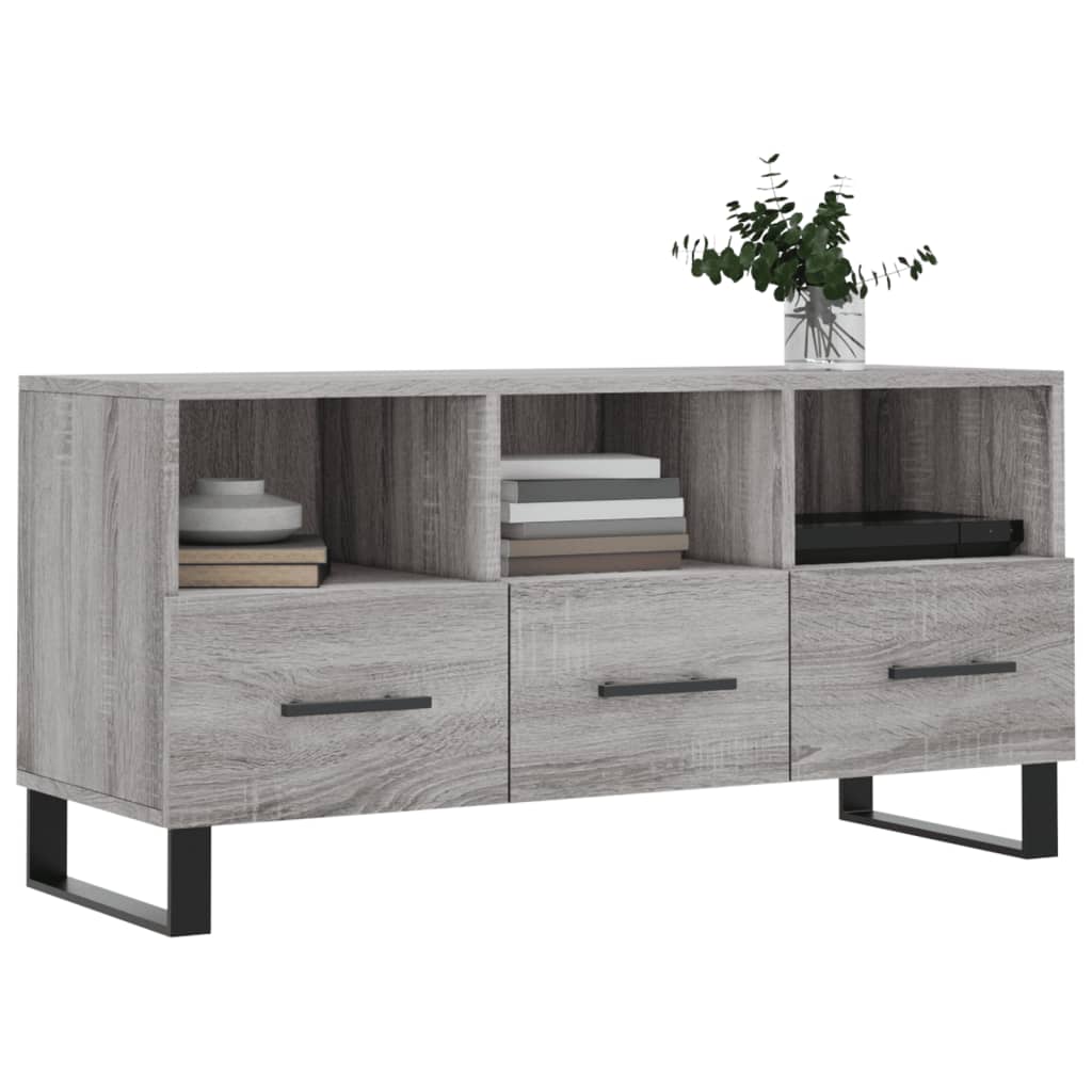 Meuble TV sonoma gris 102x36x50 cm bois d'ingénierie - XIOS