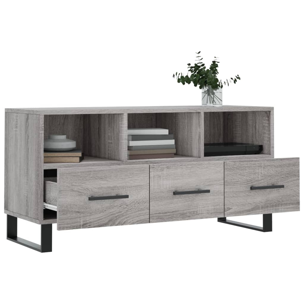 Meuble TV sonoma gris 102x36x50 cm bois d'ingénierie - XIOS