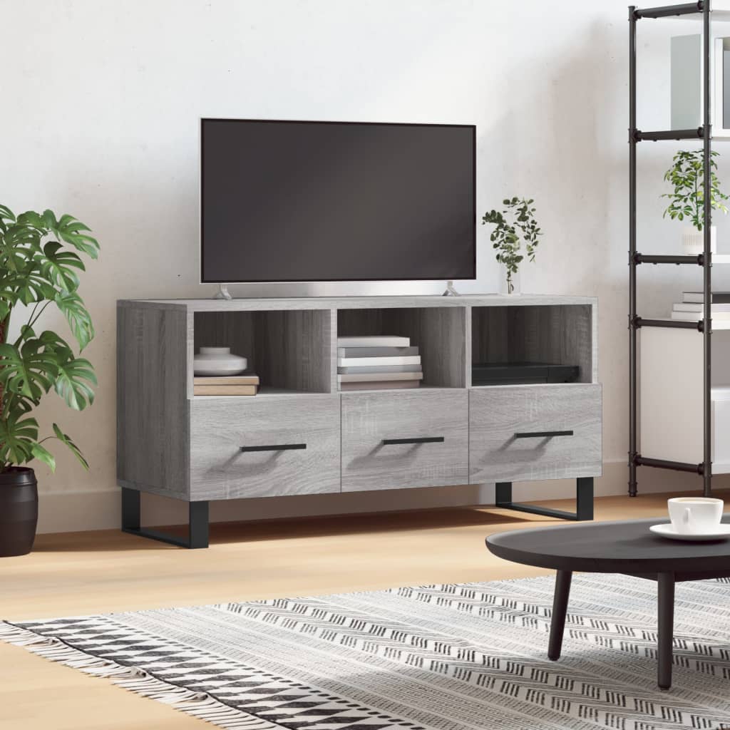 Meuble TV sonoma gris 102x36x50 cm bois d'ingénierie - XIOS