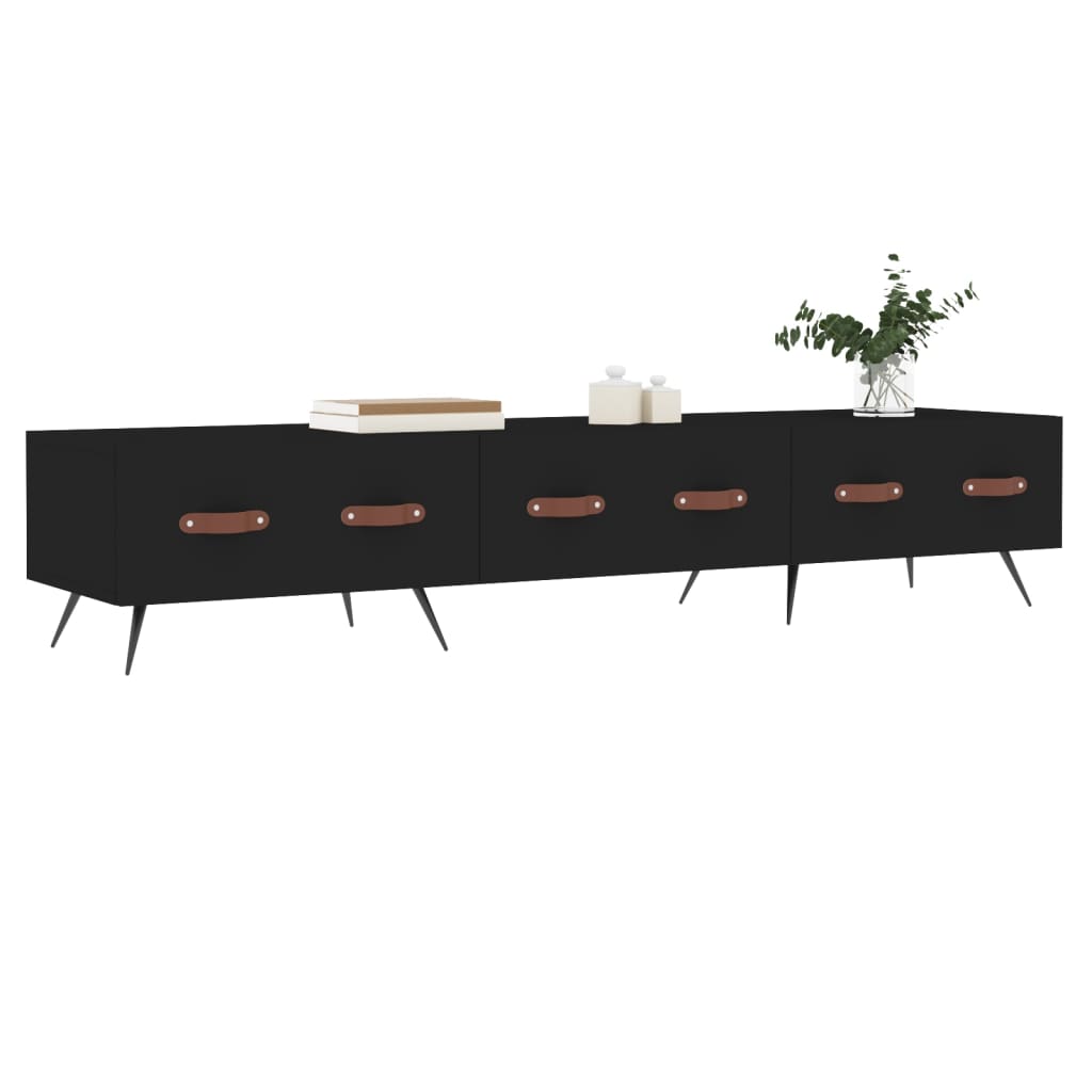 Meuble TV noir 150x36x30 cm bois d'ingénierie - XIOS