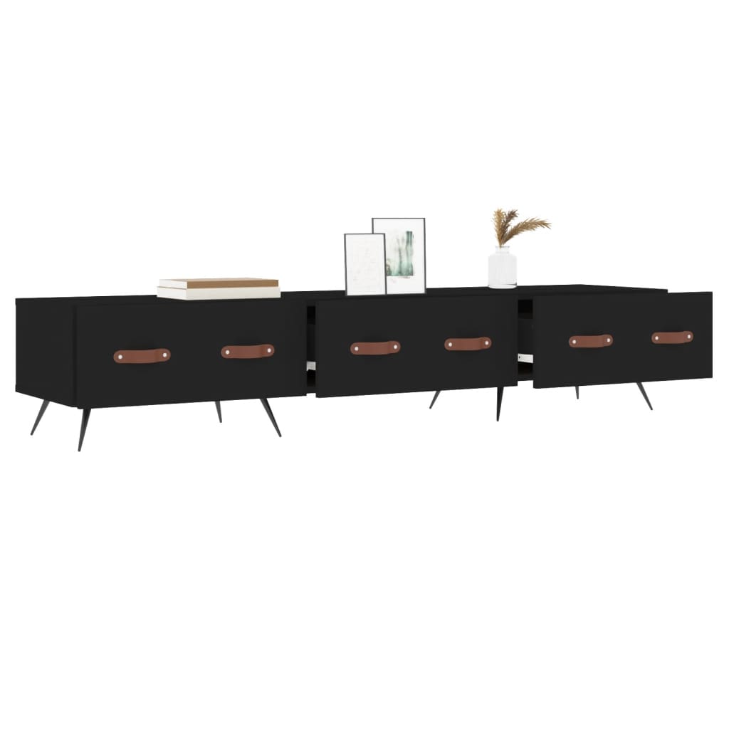 Meuble TV noir 150x36x30 cm bois d'ingénierie - XIOS