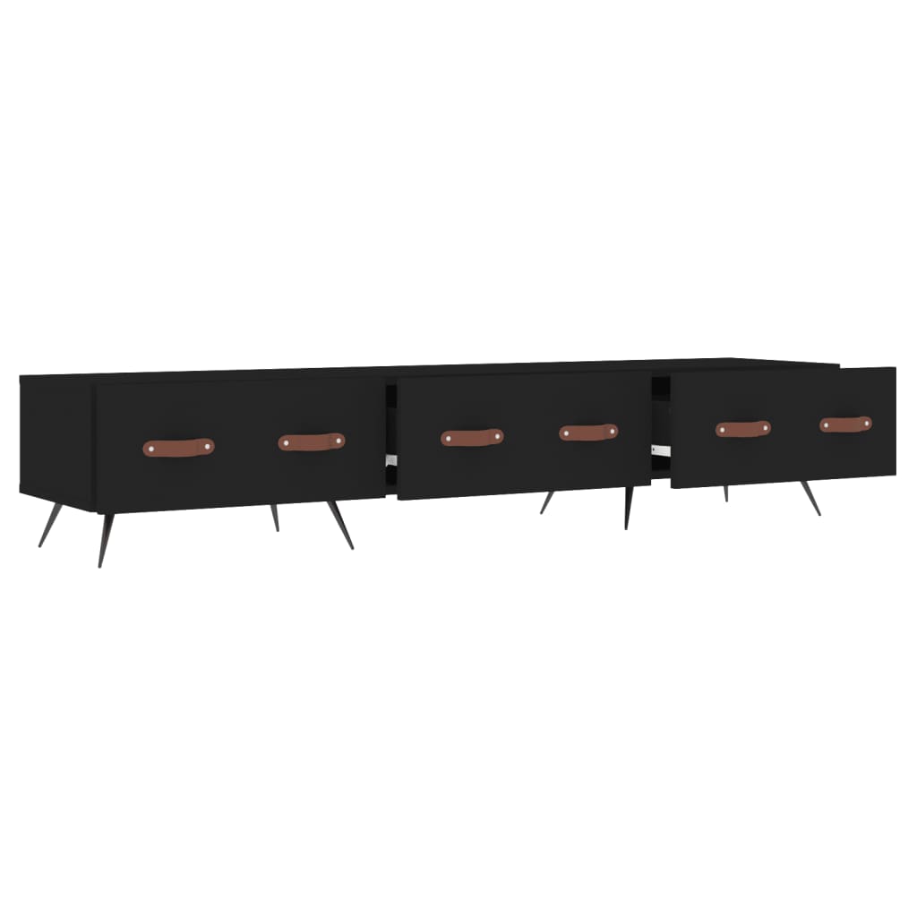 Meuble TV noir 150x36x30 cm bois d'ingénierie - XIOS