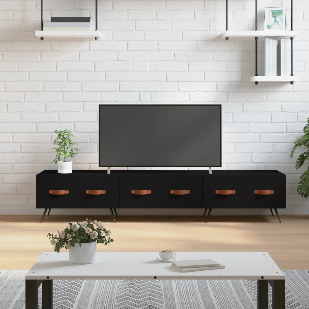 Meuble TV noir 150x36x30 cm bois d'ingénierie - XIOS