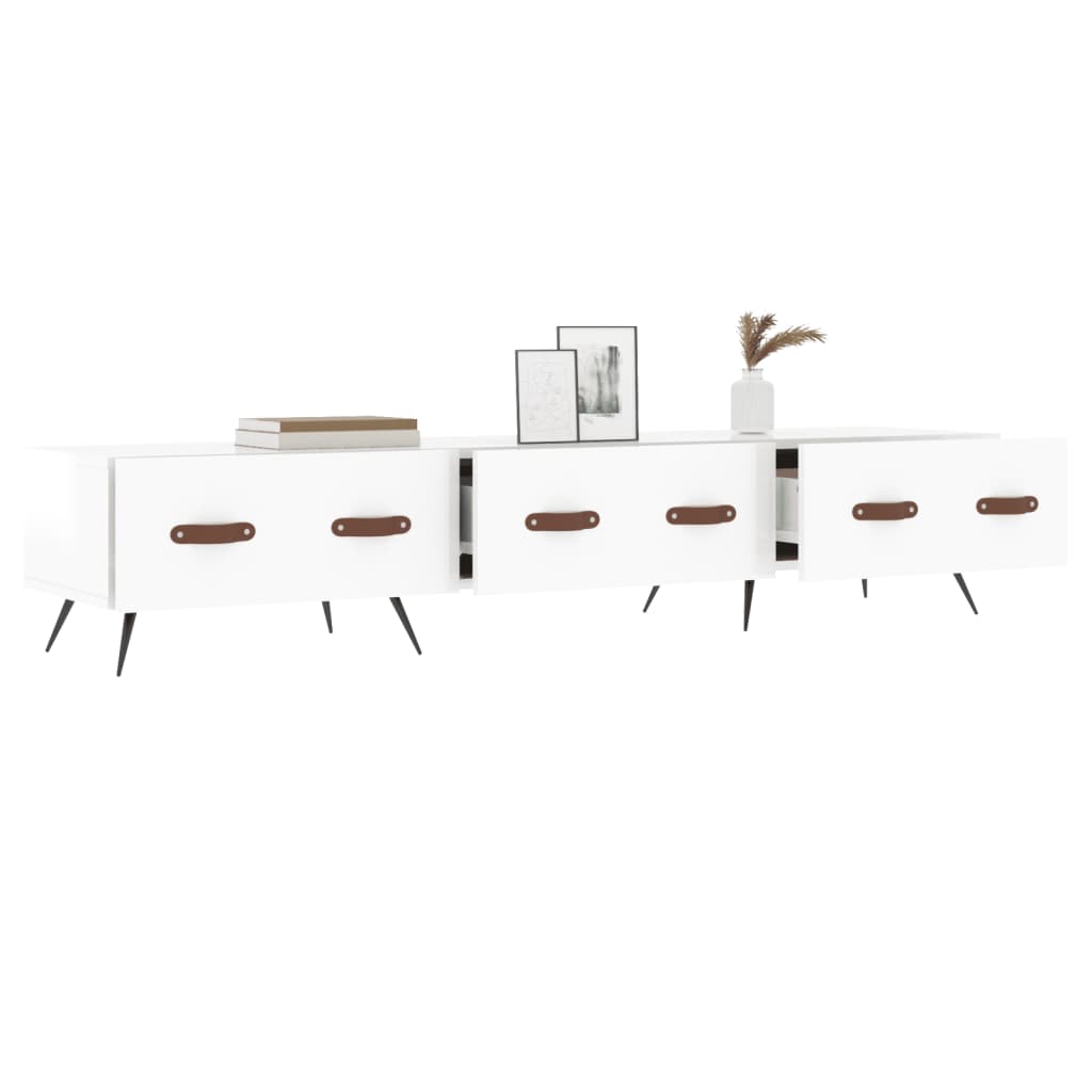 Meuble TV blanc brillant 150x36x30 cm bois d'ingénierie - XIOS