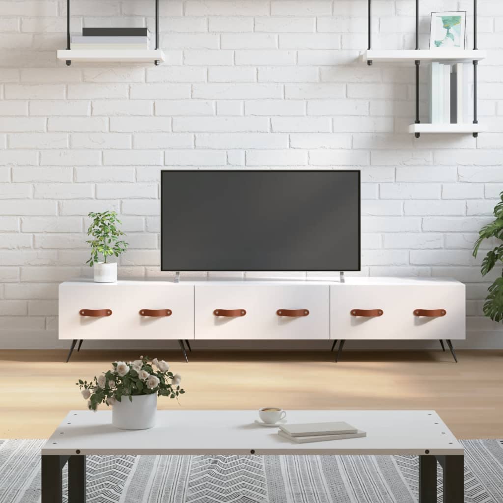 Meuble TV blanc brillant 150x36x30 cm bois d'ingénierie - XIOS