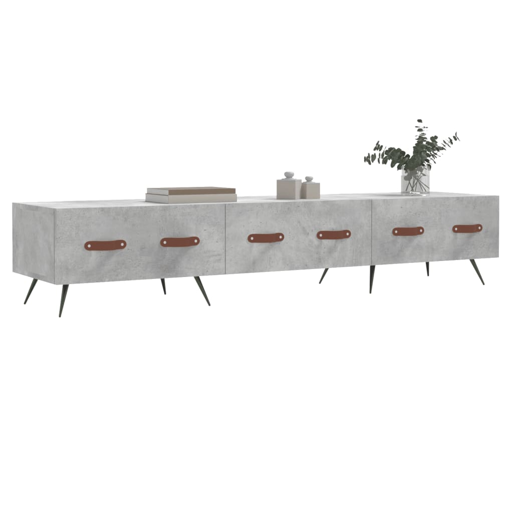 Meuble TV gris béton 150x36x30 cm bois d'ingénierie - XIOS