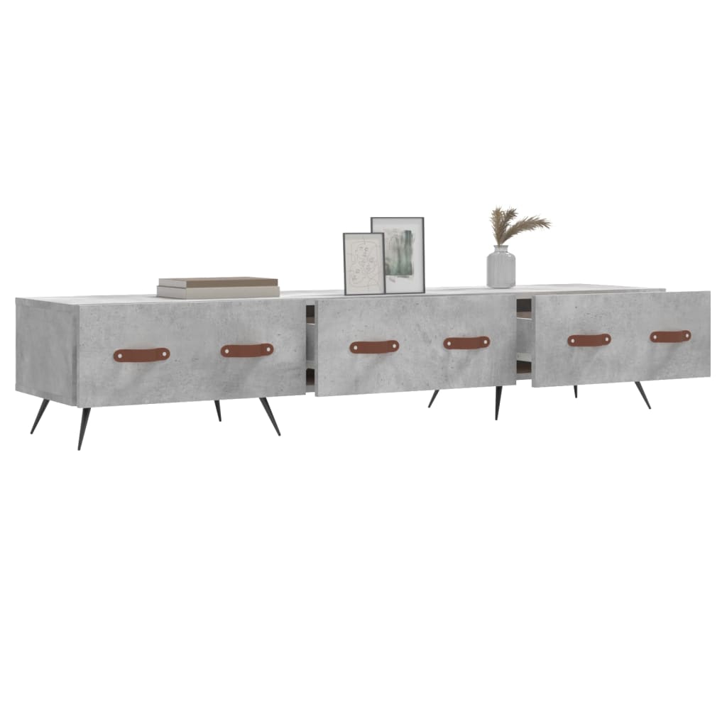 Meuble TV gris béton 150x36x30 cm bois d'ingénierie - XIOS