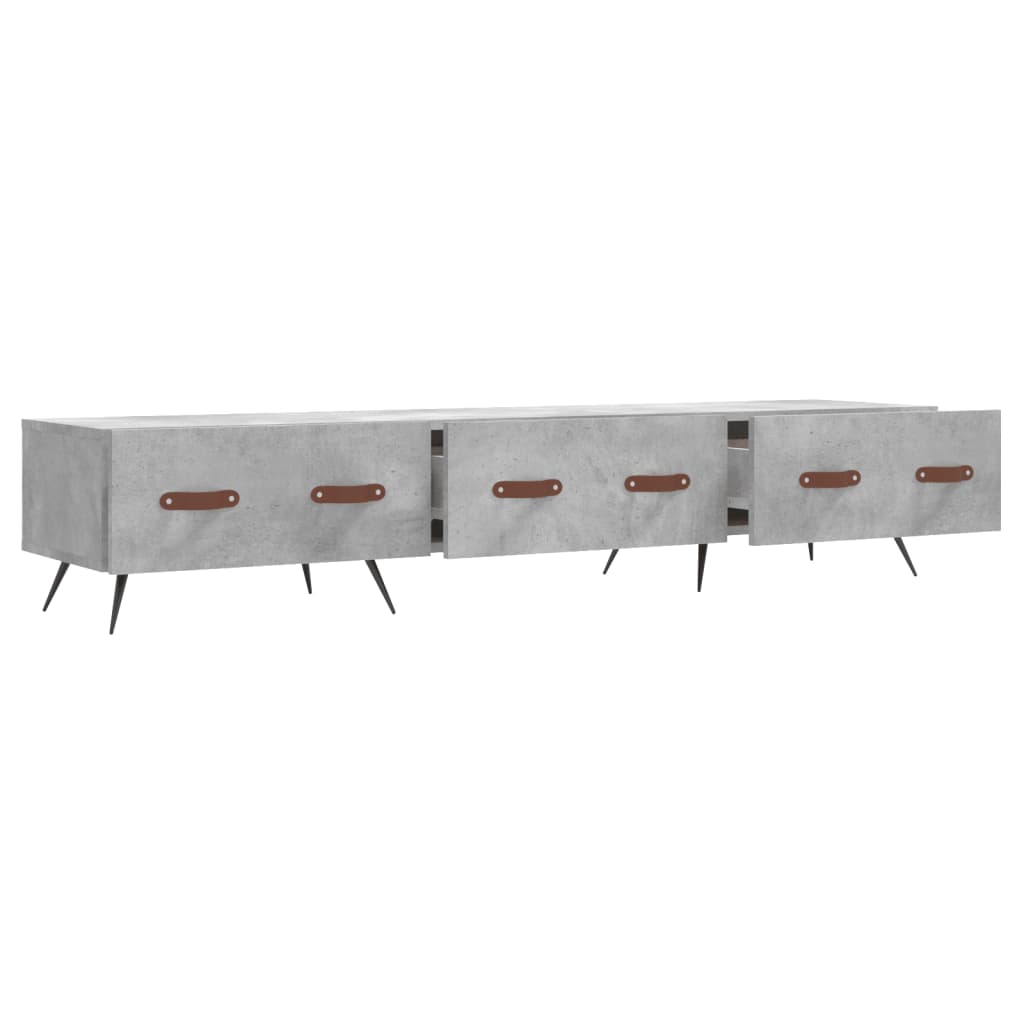 Meuble TV gris béton 150x36x30 cm bois d'ingénierie - XIOS