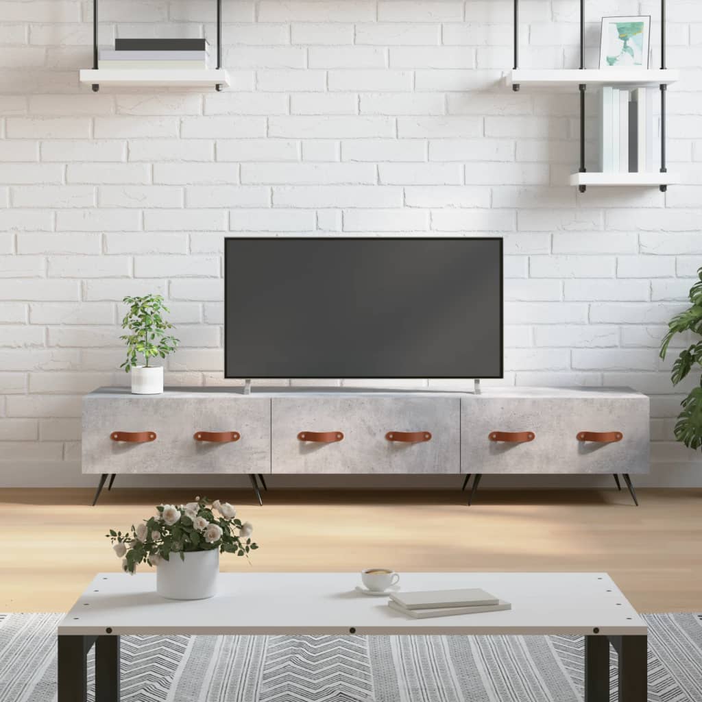 Meuble TV gris béton 150x36x30 cm bois d'ingénierie - XIOS