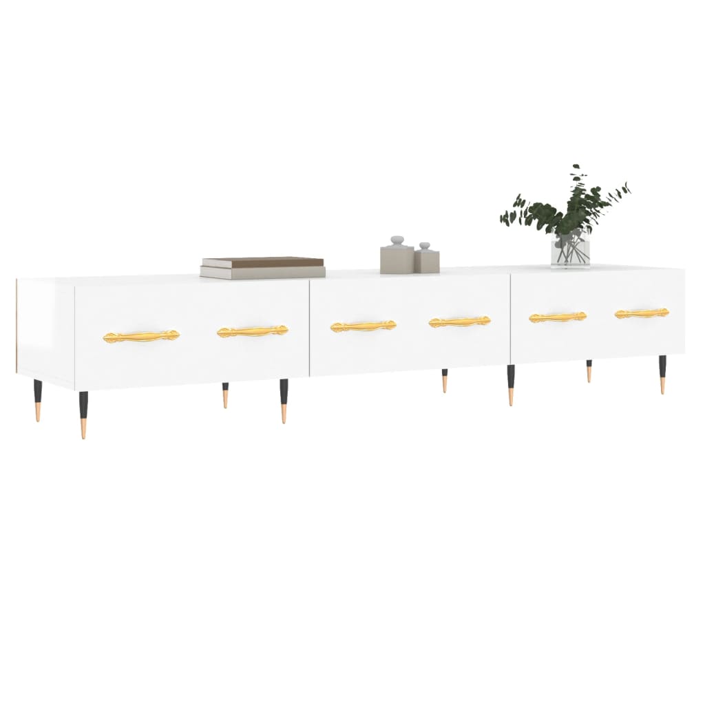 Meuble TV blanc brillant 150x36x30 cm bois d'ingénierie - XIOS