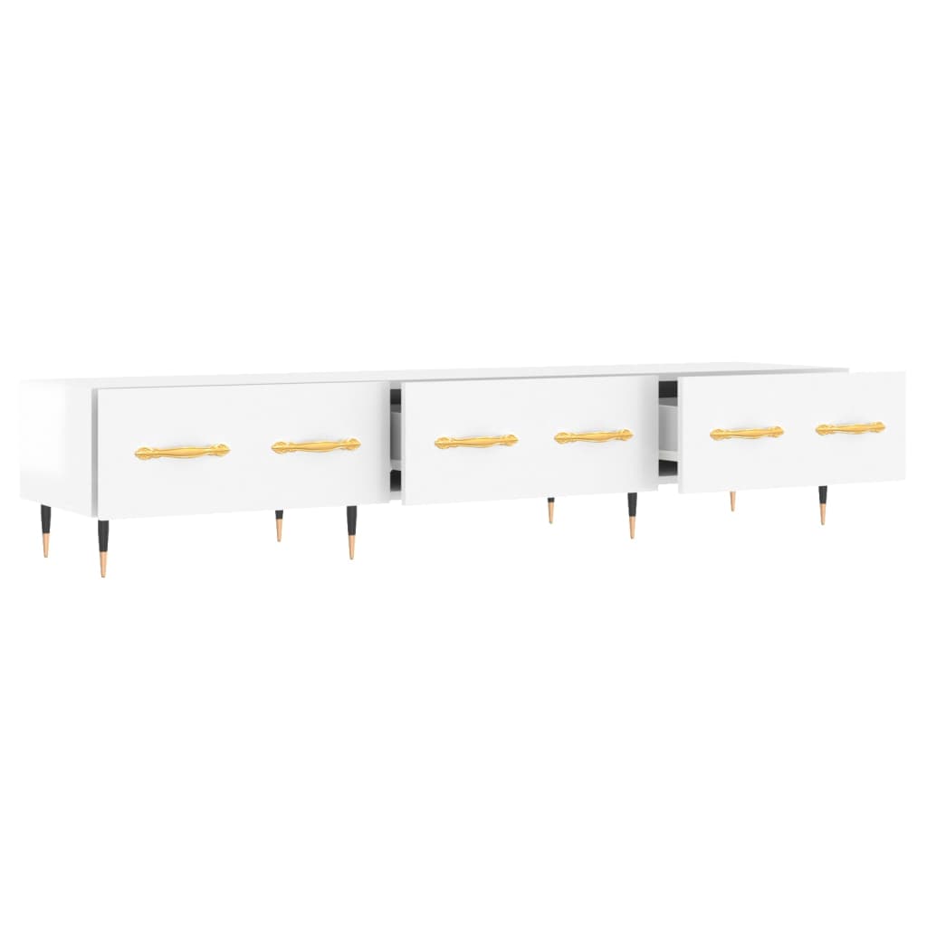 Meuble TV blanc brillant 150x36x30 cm bois d'ingénierie - XIOS