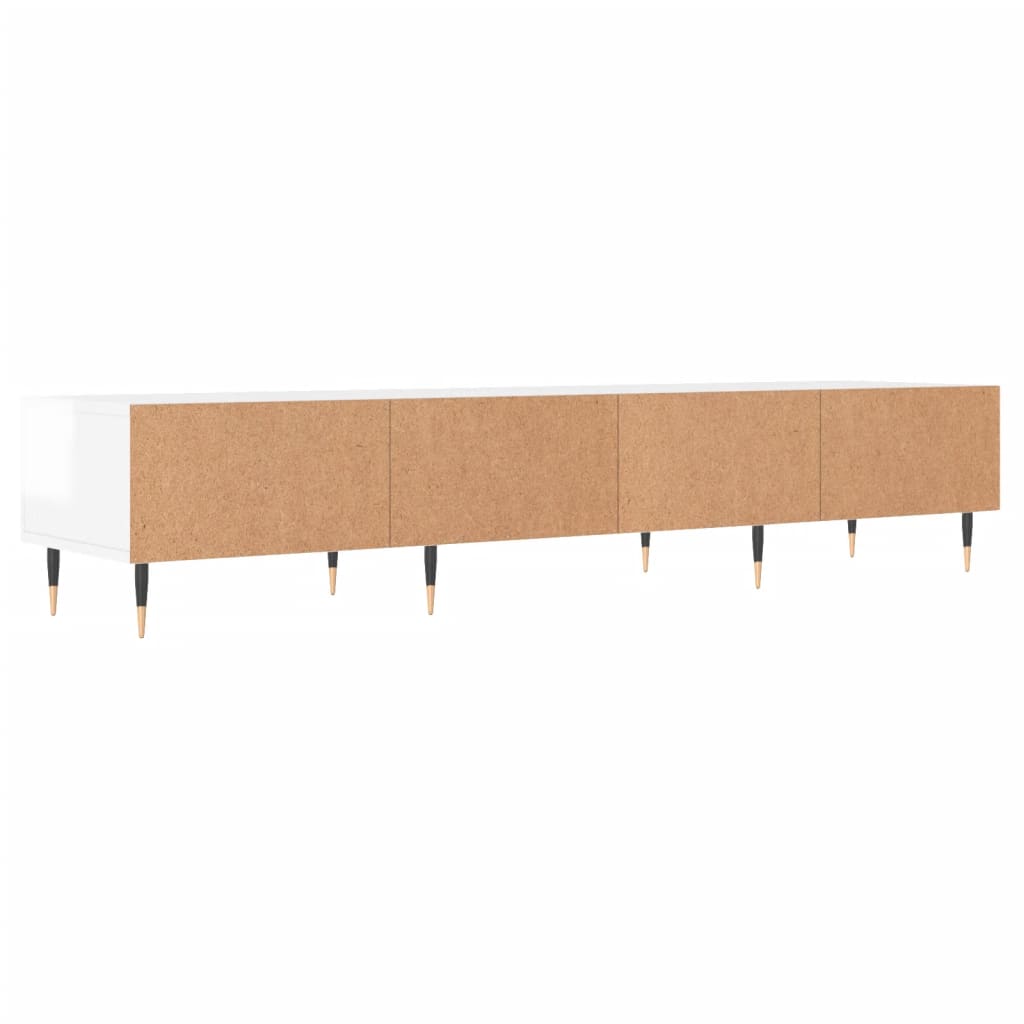 Meuble TV blanc brillant 150x36x30 cm bois d'ingénierie - XIOS