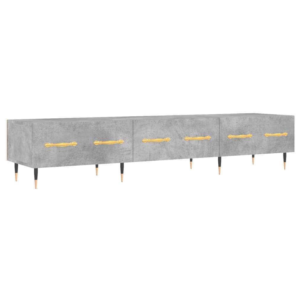 Meuble TV gris béton 150x36x30 cm bois d'ingénierie - XIOS