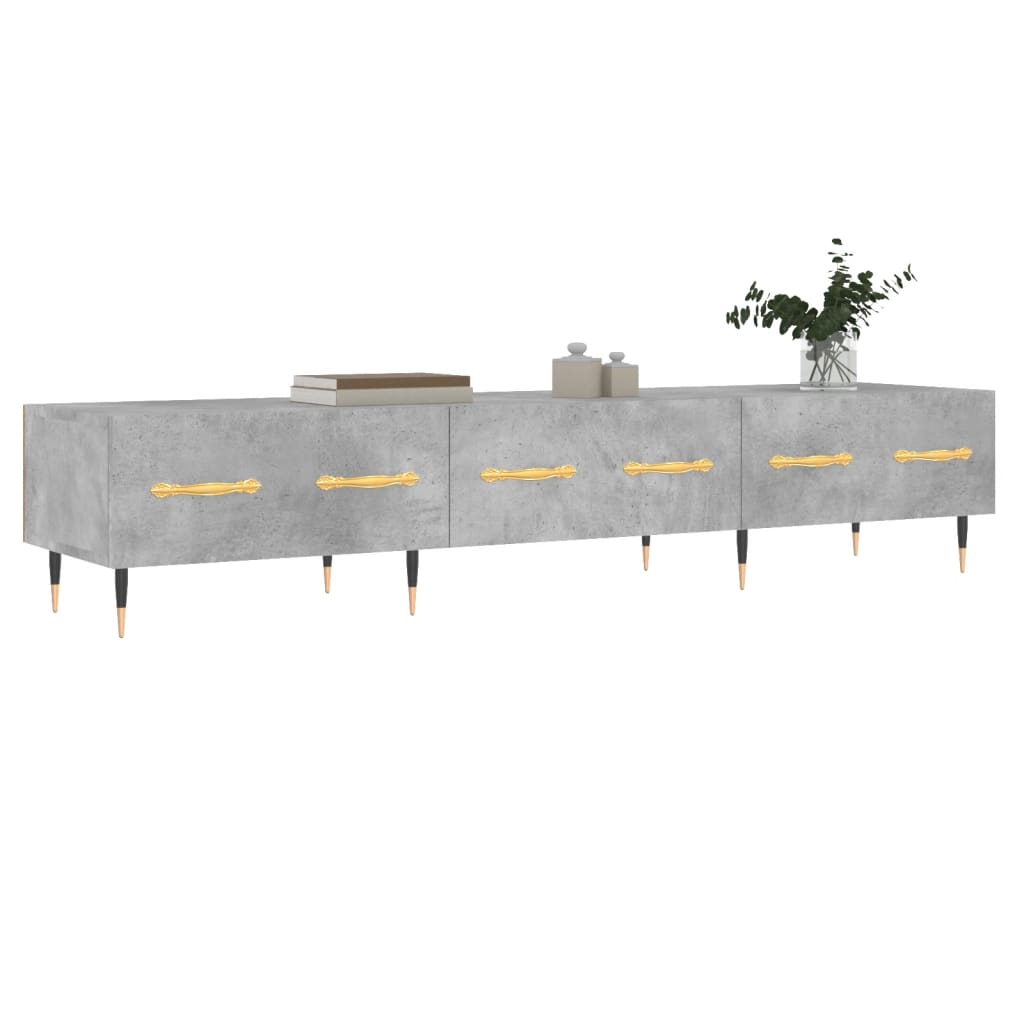 Meuble TV gris béton 150x36x30 cm bois d'ingénierie - XIOS