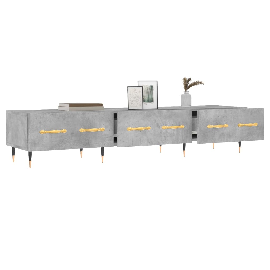 Meuble TV gris béton 150x36x30 cm bois d'ingénierie - XIOS