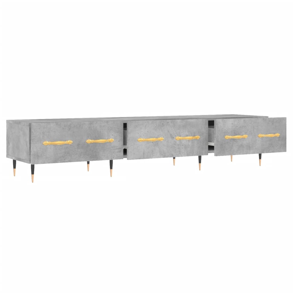 Meuble TV gris béton 150x36x30 cm bois d'ingénierie - XIOS