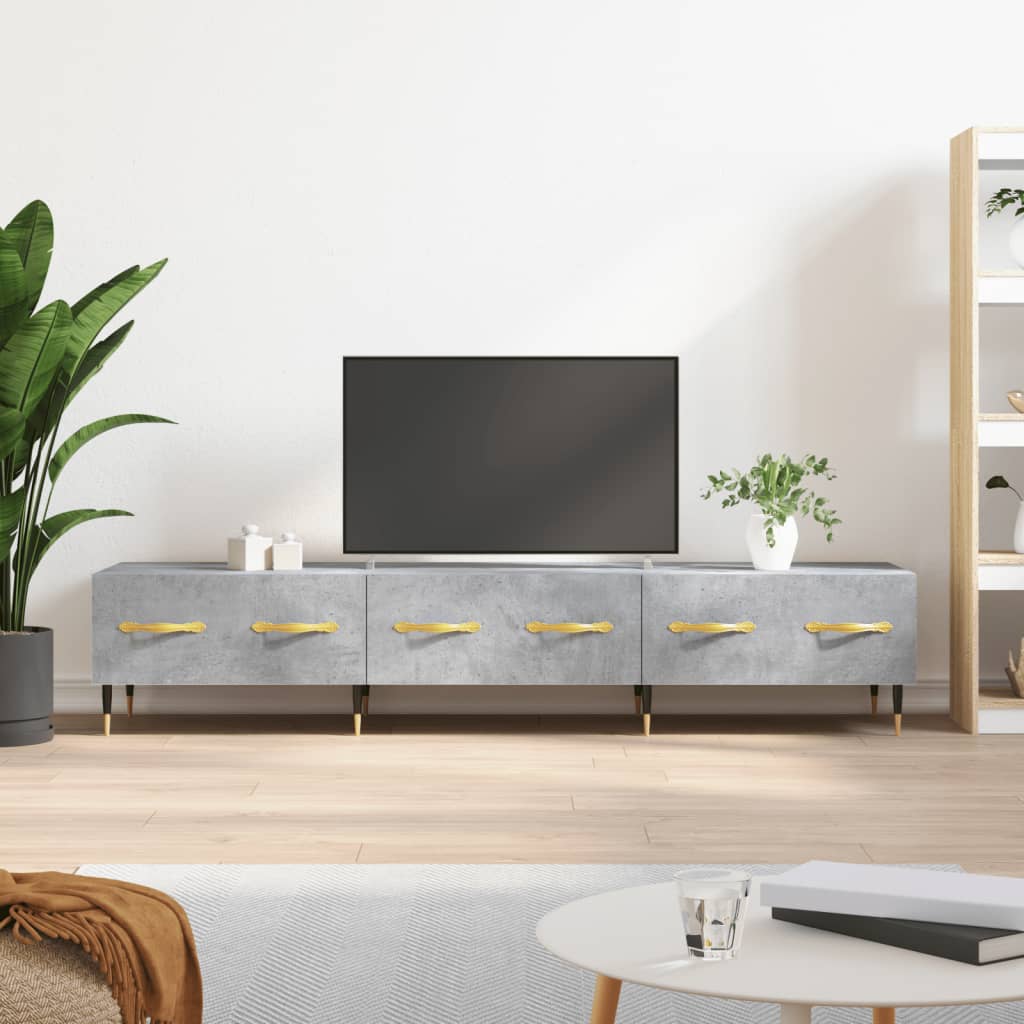 Meuble TV gris béton 150x36x30 cm bois d'ingénierie - XIOS
