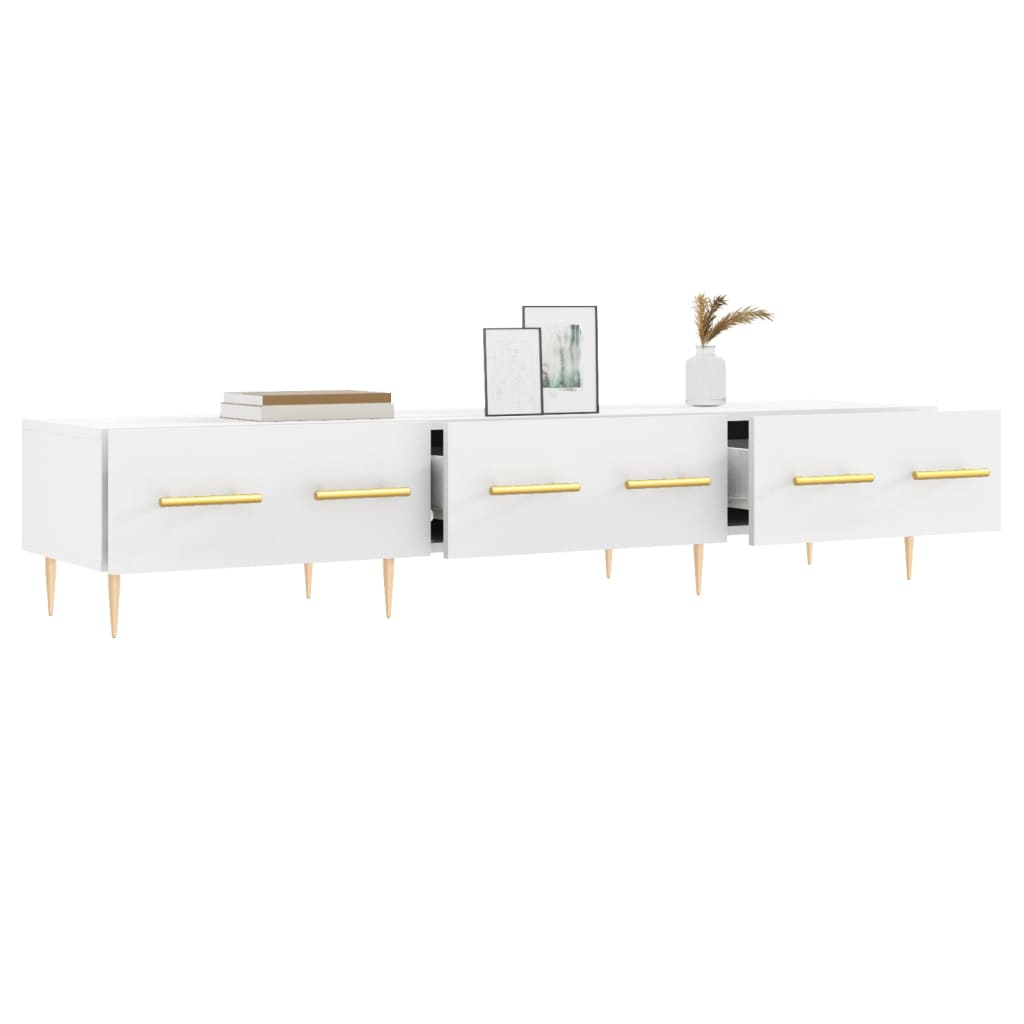 Meuble TV blanc 150x36x30 cm bois d'ingénierie - XIOS