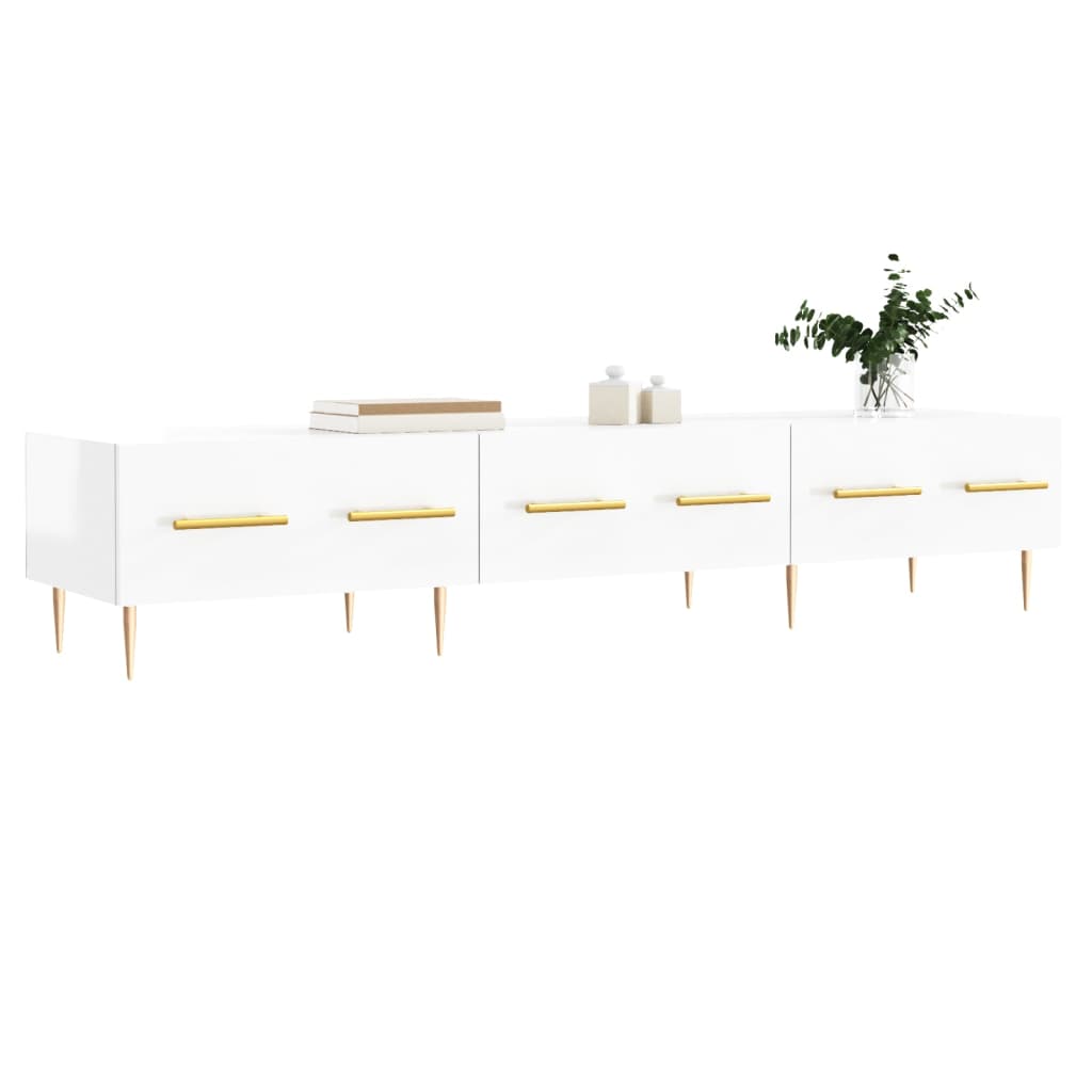 Meuble TV blanc brillant 150x36x30 cm bois d'ingénierie - XIOS