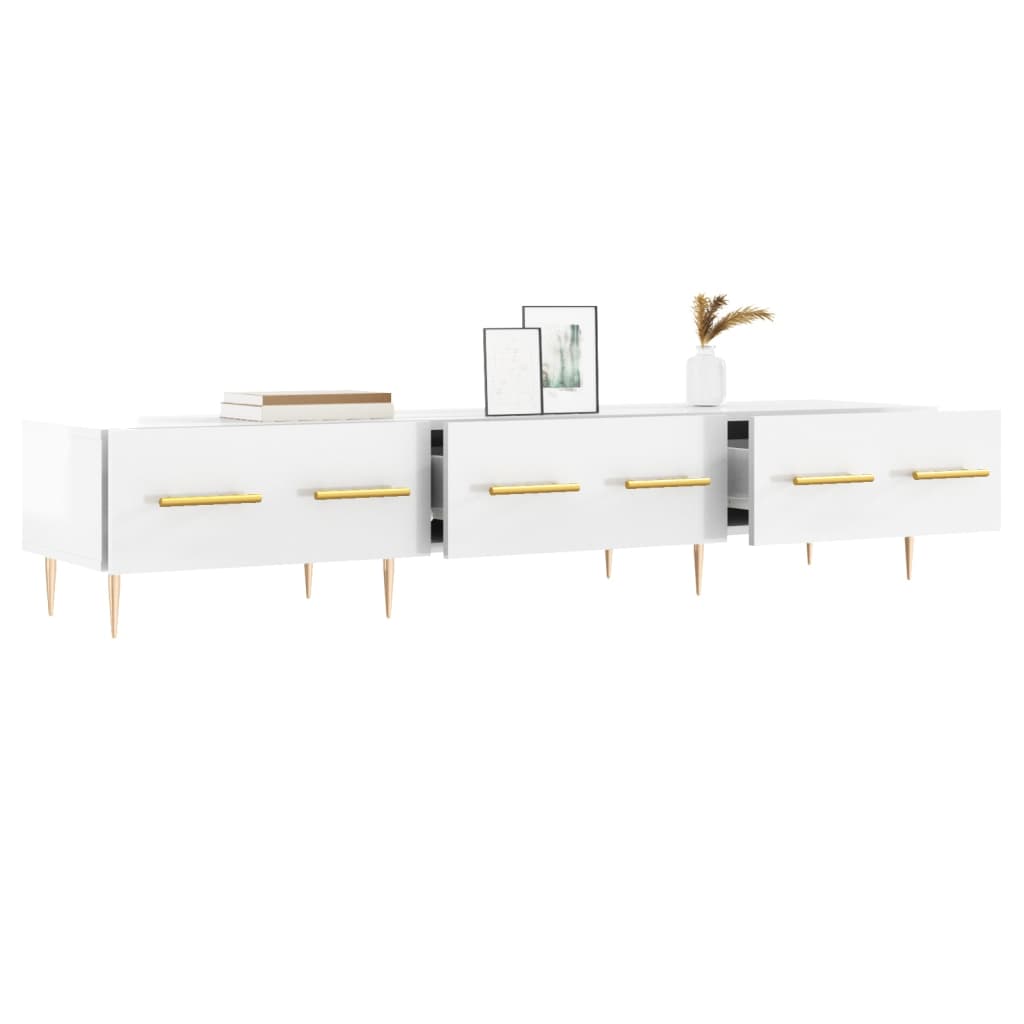 Meuble TV blanc brillant 150x36x30 cm bois d'ingénierie - XIOS