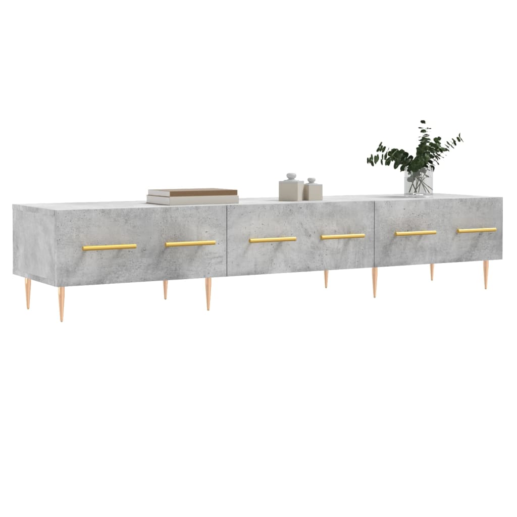 Meuble TV gris béton 150x36x30 cm bois d'ingénierie - XIOS