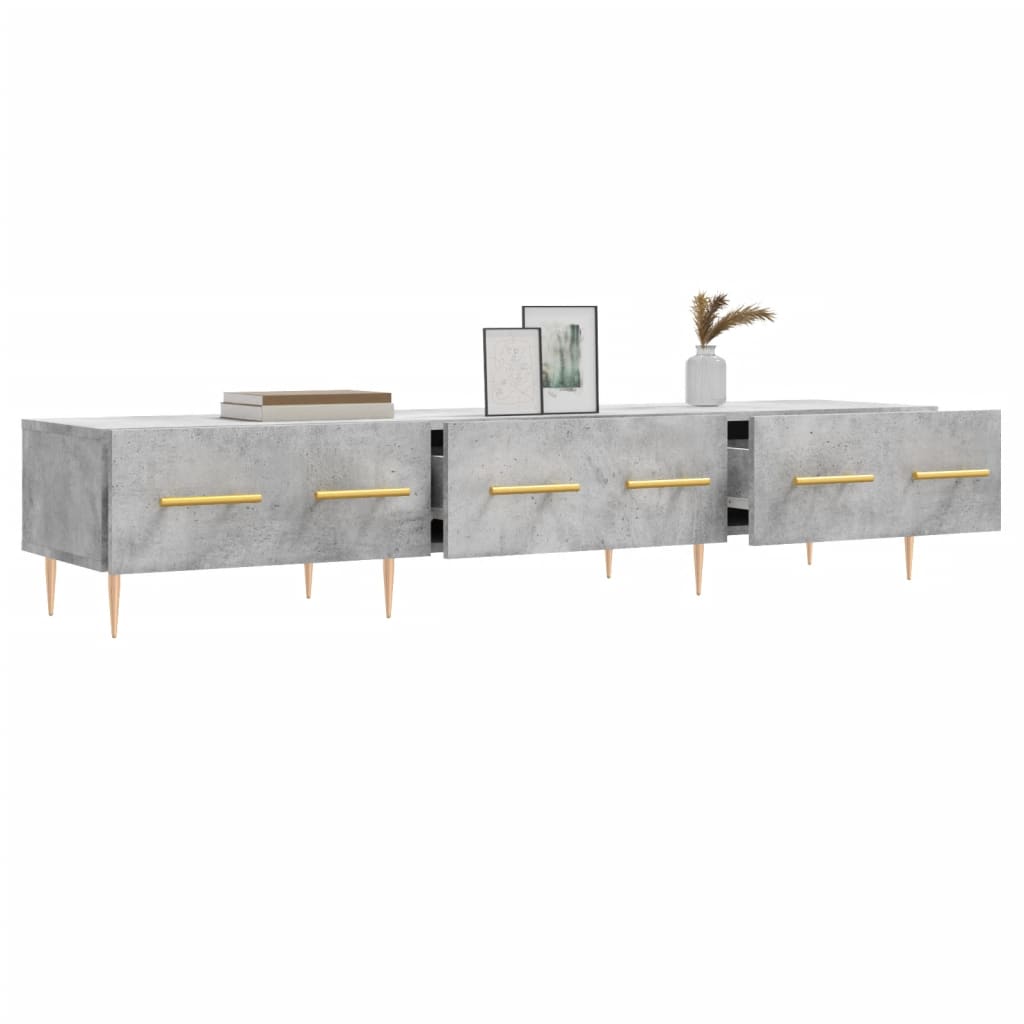 Meuble TV gris béton 150x36x30 cm bois d'ingénierie - XIOS