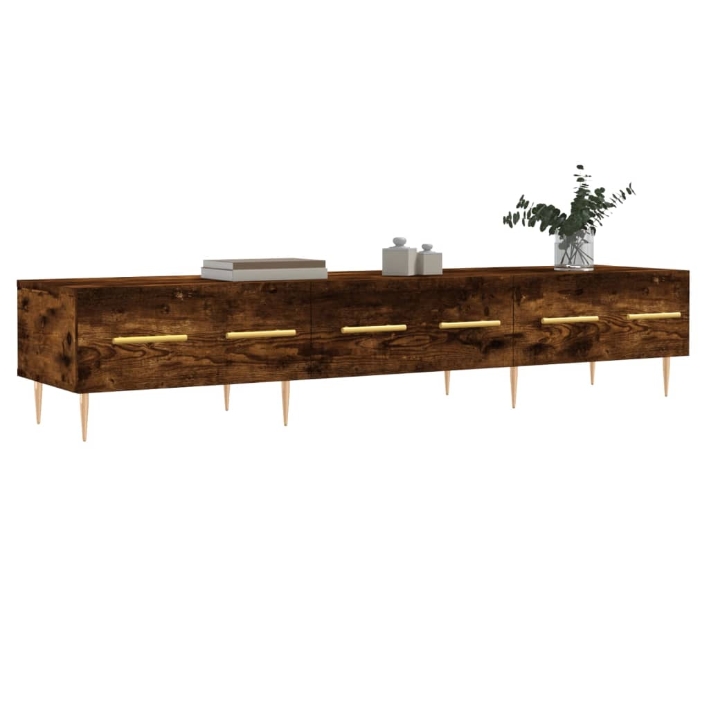 Meuble TV chêne fumé 150x36x30 cm bois d'ingénierie - XIOS