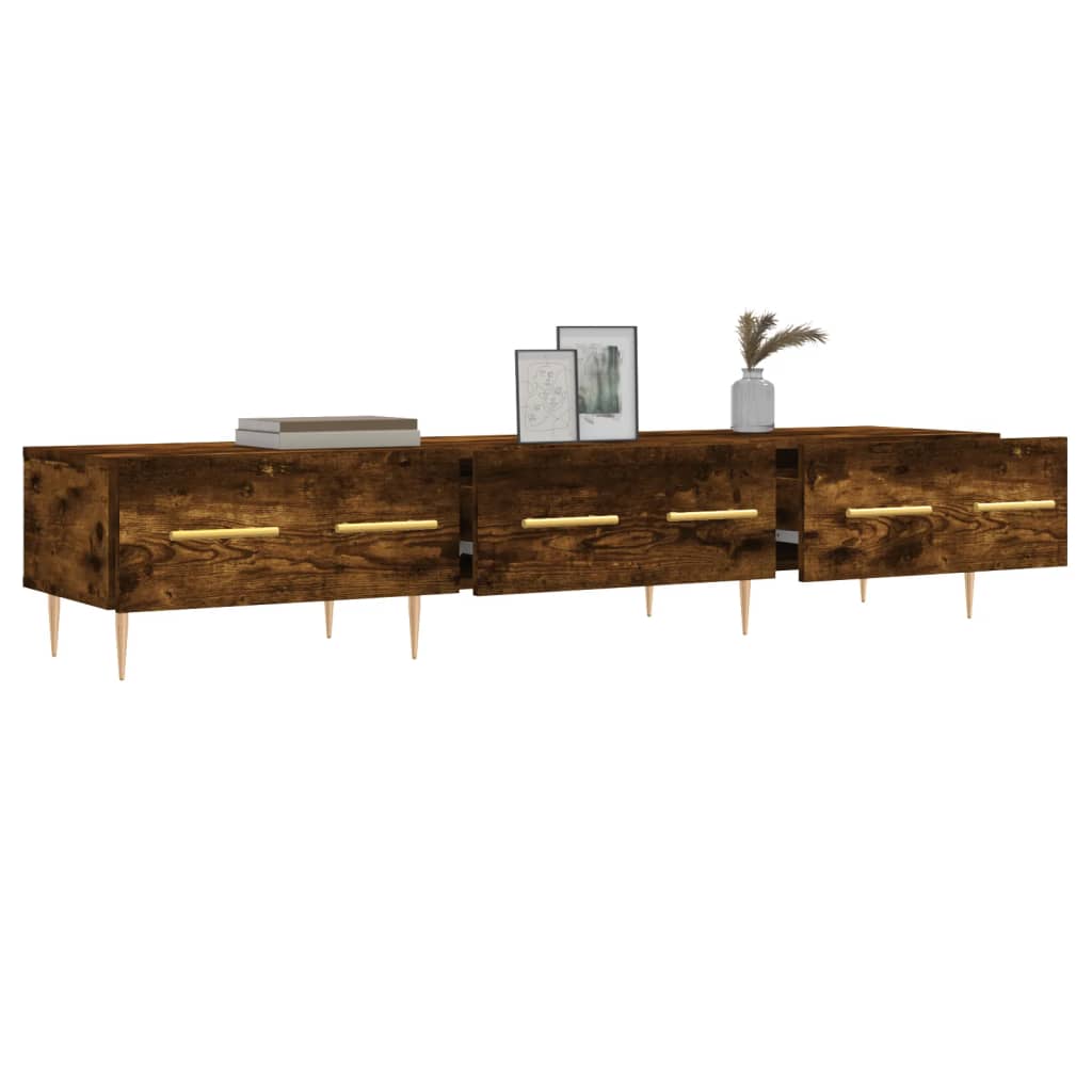 Meuble TV chêne fumé 150x36x30 cm bois d'ingénierie - XIOS