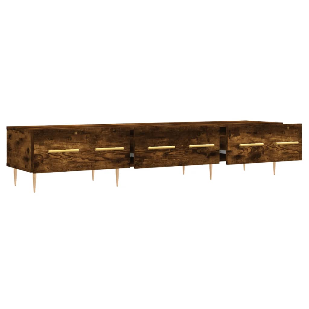 Meuble TV chêne fumé 150x36x30 cm bois d'ingénierie - XIOS