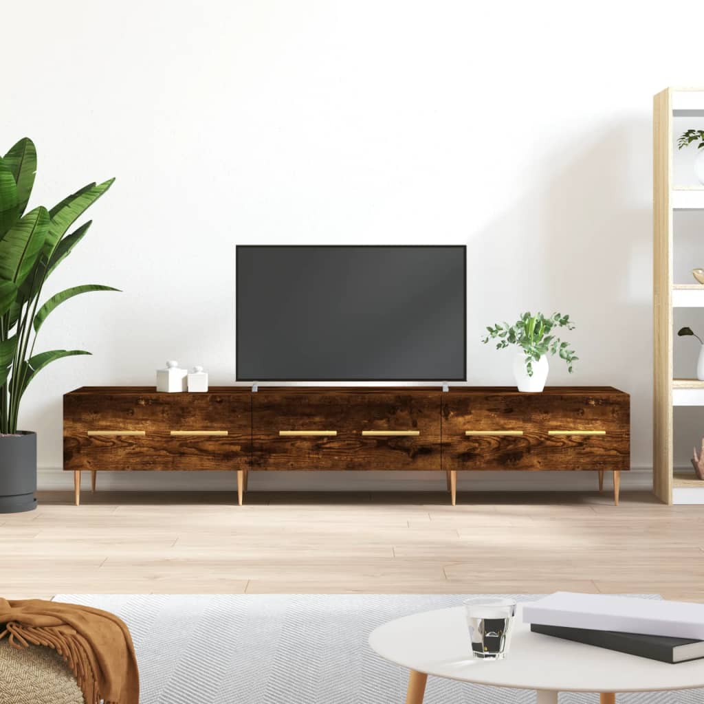 Meuble TV chêne fumé 150x36x30 cm bois d'ingénierie - XIOS