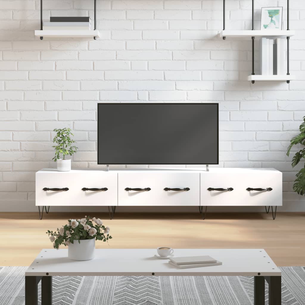 Meuble TV blanc 150x36x30 cm bois d'ingénierie - XIOS
